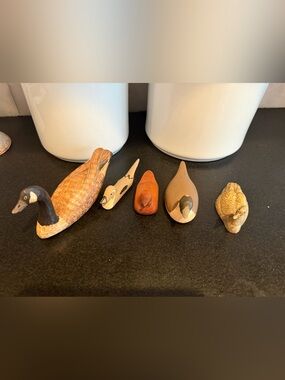 Lot Of 3 Carved Wooden Soapstone Decoy Ducks